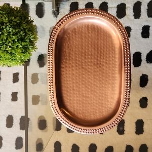 Oval HAND MADE hammered copper colored Tray